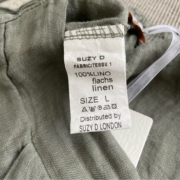 Suzy D London NWT 100% Linen Longline Shorts in Khaki size Large - Picture 6 of 10
